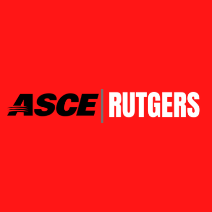 ASCE Rutgers written out on a red background