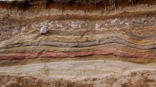Layers of soil photographed in a sand quarry